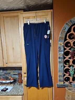 Koi Basics Holly 8-Pocket Stretch Cargo Scrub Pants Drawstring Navy Blue NWT